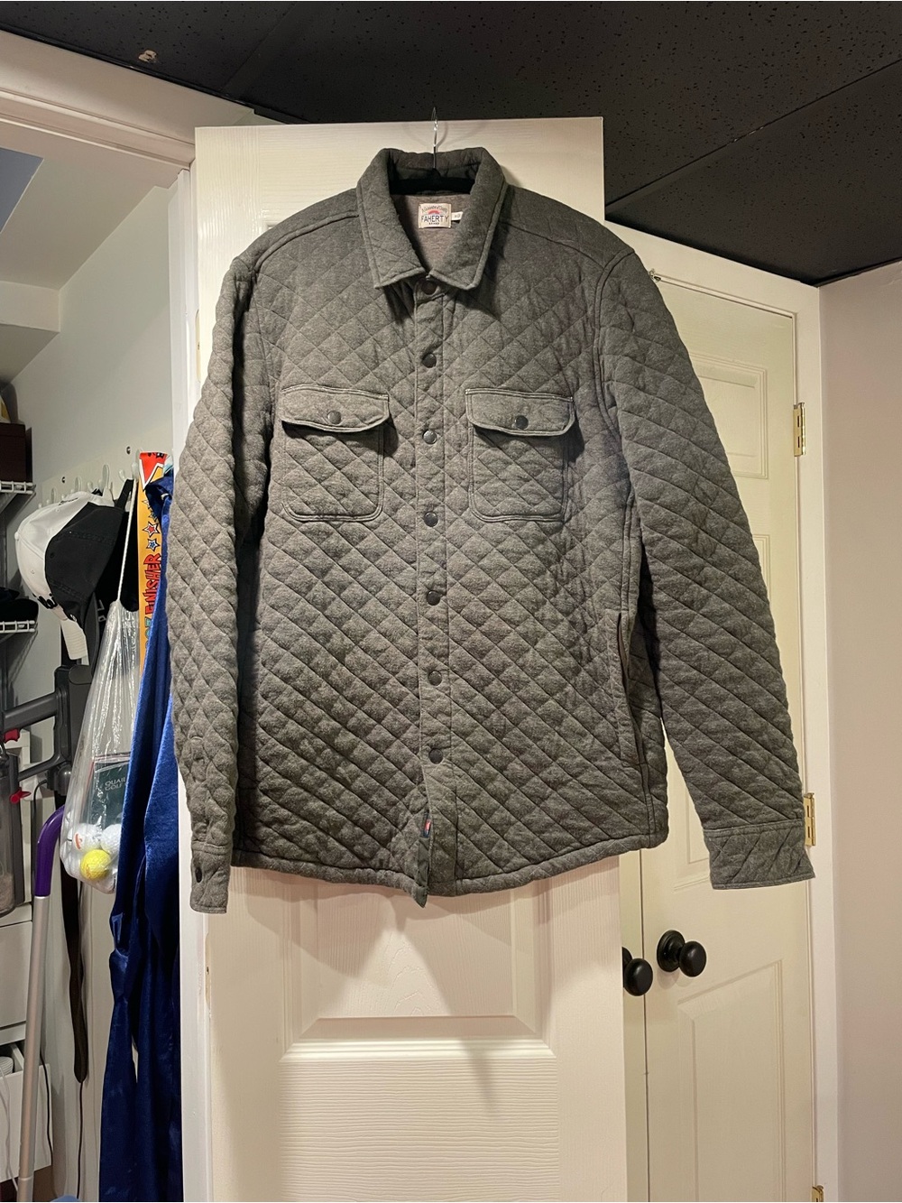 Faherty Men's Epic Quilted Fleece CPO Green